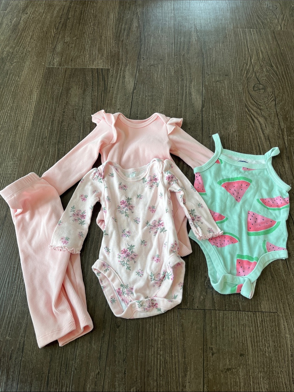 Pink Floral Set & Watermelon One-Piece Set Bundle Size 3-6 Month